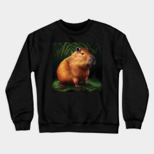 Cute Capybara in Grass Crewneck Sweatshirt